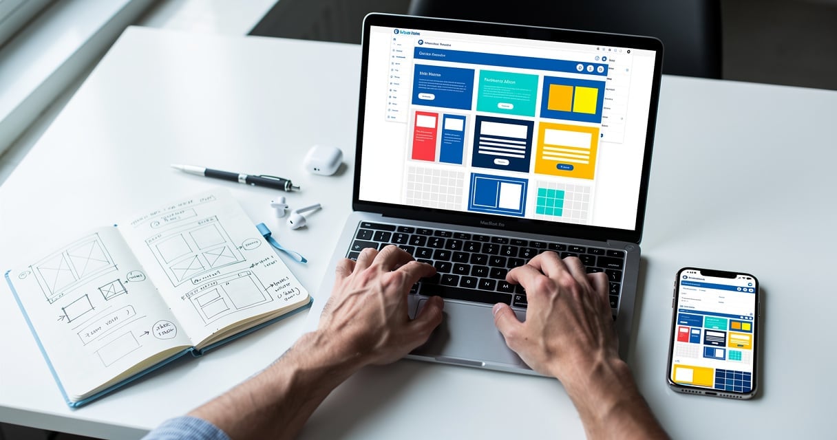 Designer web travaillant sur les maquettes d un site internet d entreprise