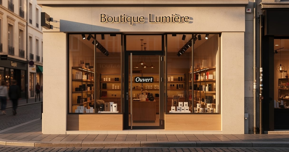 Devanture de boutique franchisée ouverte dans une rue commerçante française