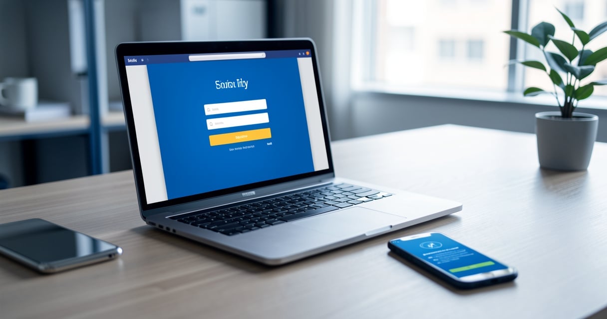 Poste de travail d une PME avec double authentification sur ordinateur et smartphone